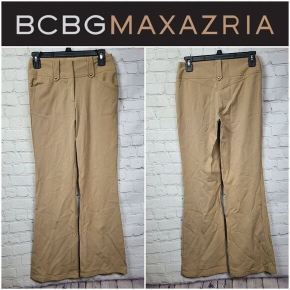 BCBG Maxazria Bootcut Tan Mid-rise Trouser Stretch Pant Work Uniform Vintage 90s - Picture 10 of 10
